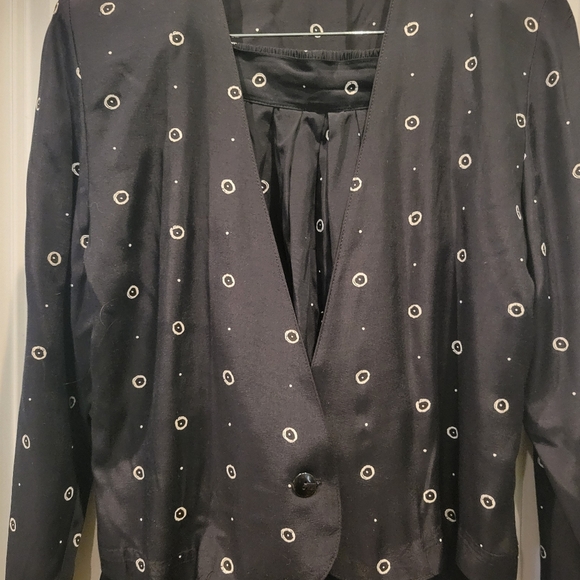 VINTAGE NAVY AND WHITE CROP JACKET AND PLEATED PANTS SET - Picture 2 of 12